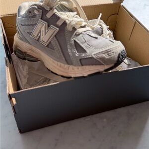 New Balance Kids' White and Gray Sneakers